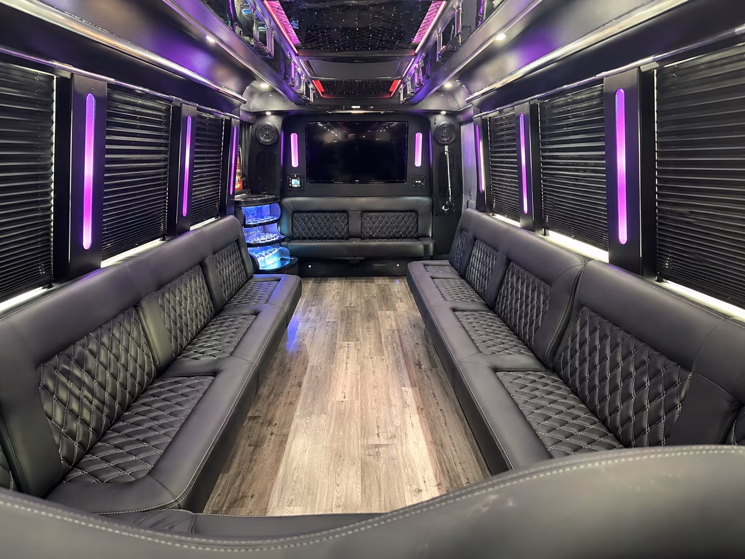 Group beside a Mercedes Sprinter limo in Davie