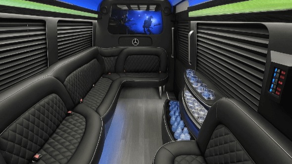 Interior of Charter Bus Company Plantation's 14 Passenger Sprinter Limousine in Plantation