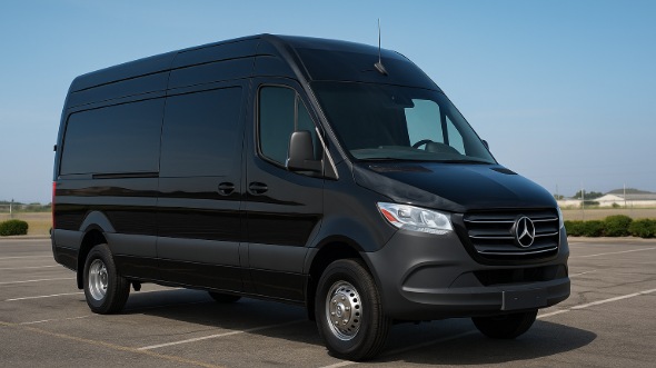 Exterior of Charter Bus Company Sunrise's 14 Passenger Sprinter Limousine in Sunrise