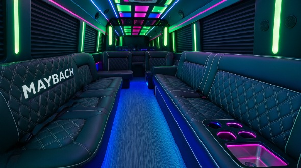 Interior of Charter Bus Company Fort Lauderdale's 20 Passenger Party Bus in Fort Lauderdale