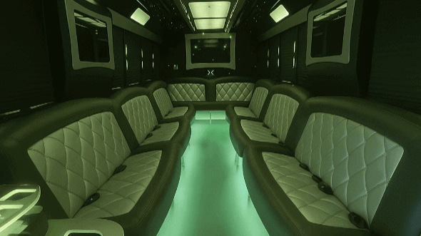 Interior of Charter Bus Company Lauderhill's 25 Passenger Party Bus in Lauderhill