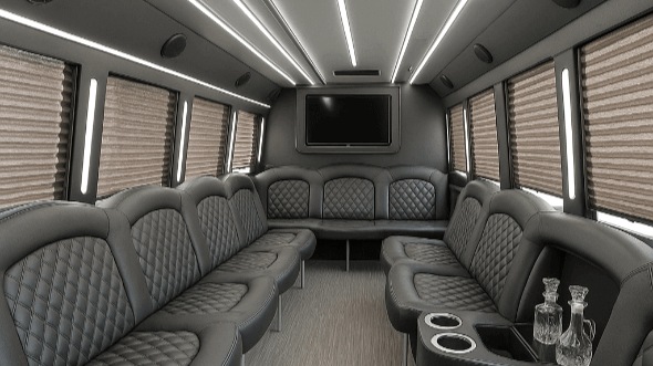 Interior of Charter Bus Company Lauderhill's 28 Passenger Party Bus in Lauderhill