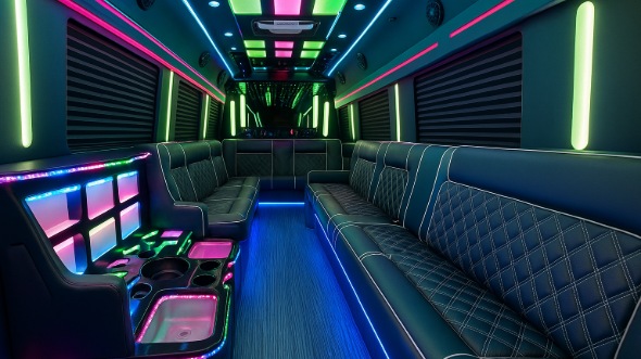 Interior of Charter Bus Company Miramar's 30 Passenger Party Bus in Miramar