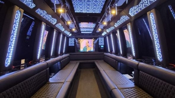 Interior of Charter Bus Company Tamarac's 40 Passenger Party Bus in Tamarac