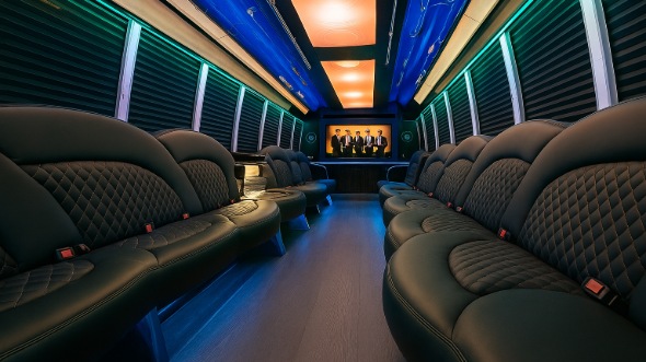 Interior of Charter Bus Company Plantation's 50 Passenger Party Bus in Plantation